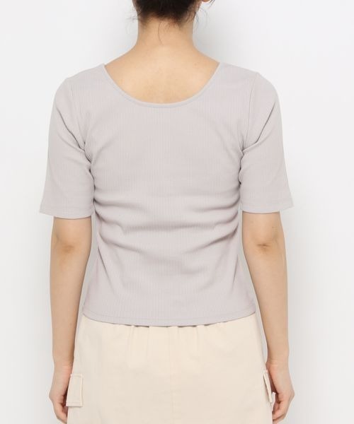 mysty woman(ミスティウーマン)の「テレコ2WAY半袖インナープルオーバー 118760(Tシャツ/カットソー・レディース・オフホワイト/ライトグレー/ブラック・FREE)」の20枚目の写真