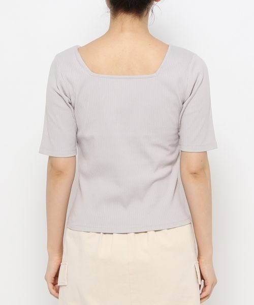 mysty woman(ミスティウーマン)の「テレコ2WAY半袖インナープルオーバー 118760(Tシャツ/カットソー・レディース・オフホワイト/ライトグレー/ブラック・FREE)」の18枚目の写真