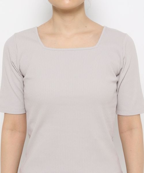 mysty woman(ミスティウーマン)の「テレコ2WAY半袖インナープルオーバー 118760(Tシャツ/カットソー・レディース・オフホワイト/ライトグレー/ブラック・FREE)」の17枚目の写真