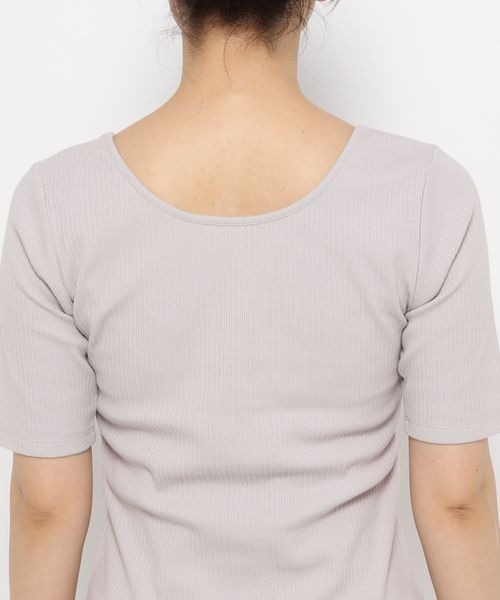 mysty woman(ミスティウーマン)の「テレコ2WAY半袖インナープルオーバー 118760(Tシャツ/カットソー・レディース・オフホワイト/ライトグレー/ブラック・FREE)」の14枚目の写真