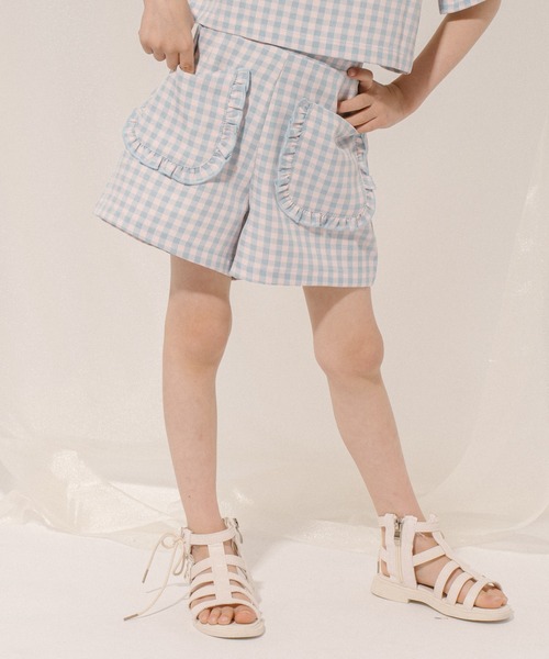 URBAN CHERRY(アーバンチェリー)の「【SEEM/シーム】フロントフリルポケットショートパンツ(その他パンツ・キッズ・ブルー/レッド/グリーン・110cm/150cm/120cm/140cm/130cm)」の2枚目の写真