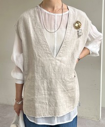 SHENERY | ブローチ付Vネックリネンベスト(ベスト)