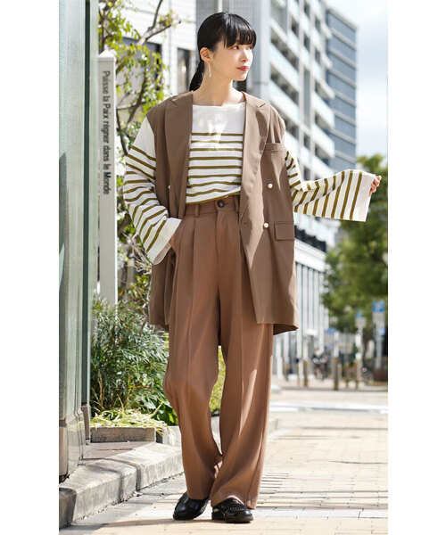 zootie（ズーティー）の「スタイルアップ ハイウエストスラックスパンツ（スラックス・レディース・グレイッシュベージュ/ブラック/アイボリー/ブルー/グレー/モカ・L/S/M）」の19枚目の写真