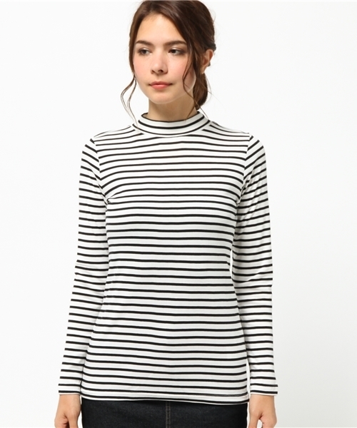 SEVENDAYS=SUNDAY（セブンデイズサンデイ）の「綿レーヨンボーダー天竺　長袖プルオーバー（Tシャツ/カットソー・レディース・オフホワイト/ベージュ/ネイビー・MEDIUM/LARGE）」の4枚目の写真