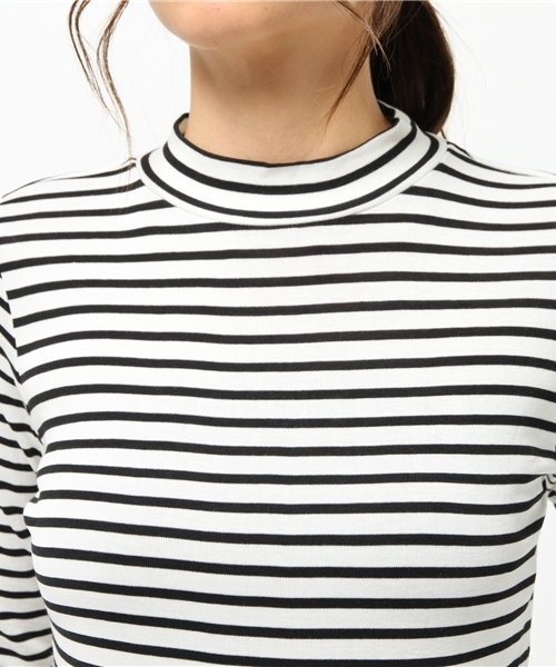 SEVENDAYS=SUNDAY（セブンデイズサンデイ）の「綿レーヨンボーダー天竺　長袖プルオーバー（Tシャツ/カットソー・レディース・オフホワイト/ベージュ/ネイビー・MEDIUM/LARGE）」の7枚目の写真