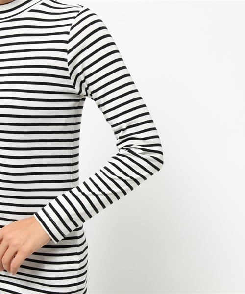 SEVENDAYS=SUNDAY（セブンデイズサンデイ）の「綿レーヨンボーダー天竺　長袖プルオーバー（Tシャツ/カットソー・レディース・オフホワイト/ベージュ/ネイビー・MEDIUM/LARGE）」の8枚目の写真