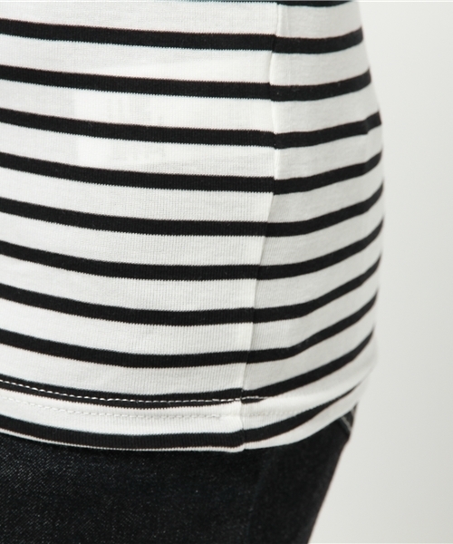 SEVENDAYS=SUNDAY（セブンデイズサンデイ）の「綿レーヨンボーダー天竺　長袖プルオーバー（Tシャツ/カットソー・レディース・オフホワイト/ベージュ/ネイビー・MEDIUM/LARGE）」の9枚目の写真