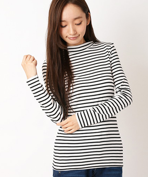 SEVENDAYS=SUNDAY（セブンデイズサンデイ）の「綿レーヨンボーダー天竺　長袖プルオーバー（Tシャツ/カットソー・レディース・オフホワイト/ベージュ/ネイビー・MEDIUM/LARGE）」の14枚目の写真