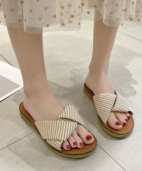 Miniministore(ミニミニストア)の「ぺたんこサンダル レディース フラット(サンダル・レディース・ベージュ/イエロー/ミント/ブラック・22.5cm/23.0cm/23.5cm/24.0cm/25.0cm)」の3枚目の写真