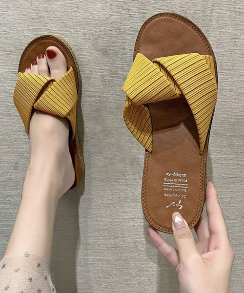 Miniministore(ミニミニストア)の「ぺたんこサンダル レディース フラット(サンダル・レディース・ベージュ/イエロー/ミント/ブラック・22.5cm/23.0cm/23.5cm/24.0cm/25.0cm)」の1枚目の写真