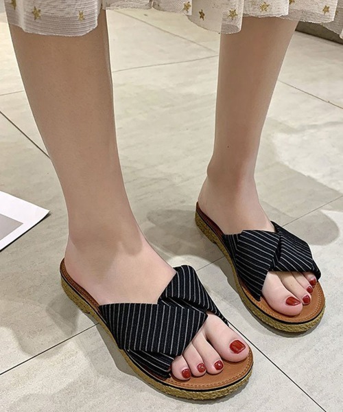 Miniministore(ミニミニストア)の「ぺたんこサンダル レディース フラット(サンダル・レディース・ベージュ/イエロー/ミント/ブラック・22.5cm/23.0cm/23.5cm/24.0cm/25.0cm)」の2枚目の写真