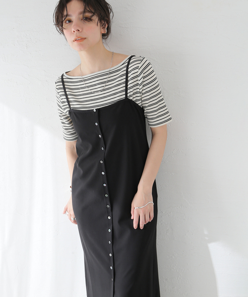 JOURNAL STANDARD（ジャーナルスタンダード）の「Tストライプキャミソールワンピース（ワンピース・レディース・ブラウン/ブラック・FREE）」の14枚目の写真