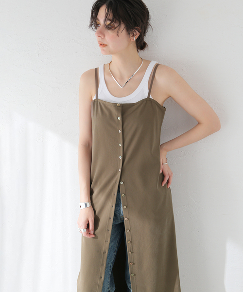 JOURNAL STANDARD（ジャーナルスタンダード）の「Tストライプキャミソールワンピース（ワンピース・レディース・ブラウン/ブラック・FREE）」の6枚目の写真