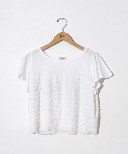 flower(フラワー)の「メニーフリルティーズ(Tシャツ/カットソー・レディース・ホワイト/アイボリー・FREE)」の6枚目の写真