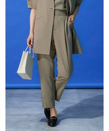 麻調メッシュ　パンツ　　カーキ/ブラック