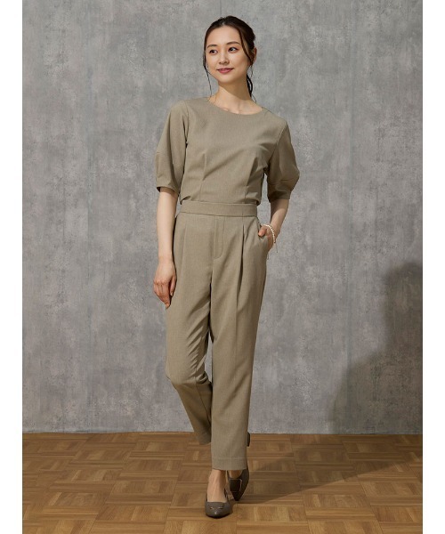 Perfect Suit FActory（パーフェクトスーツファクトリー）の「麻調メッシュ　パンツ　　カーキ/ブラック（スラックス・レディース・ブラック/カーキ・SS/L/S/M）」の21枚目の写真