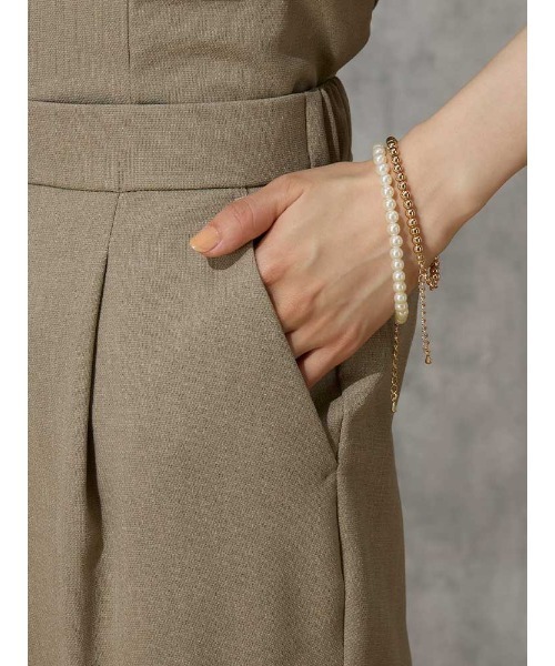 Perfect Suit FActory（パーフェクトスーツファクトリー）の「麻調メッシュ　パンツ　　カーキ/ブラック（スラックス・レディース・ブラック/カーキ・SS/L/S/M）」の19枚目の写真