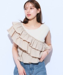 新品タグ付❤️Mystrada マイストラーダ　フリルキャミドッキングニット　黒 Mystrada（マイストラーダ）の「フリルドッキングニット（ニット