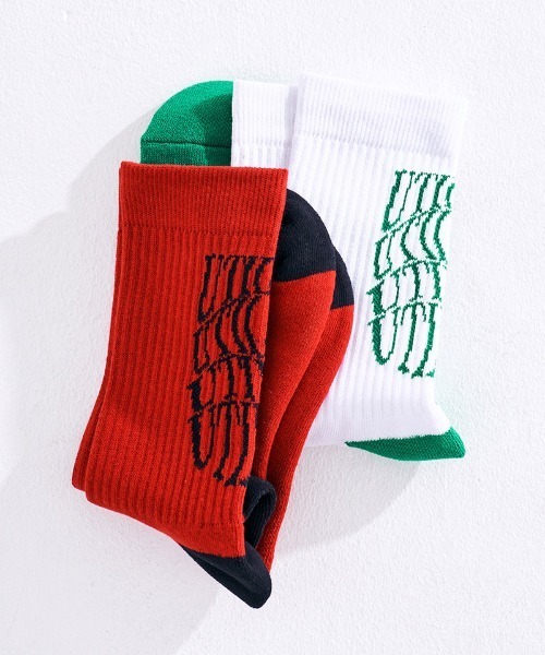 EFFECTEN（エフェクテン）の「mko12083-Utility SOX 24 ソックス（ソックス/靴下・メンズ・レッド系その他/ホワイト×グリーン・FREE）」の3枚目の写真