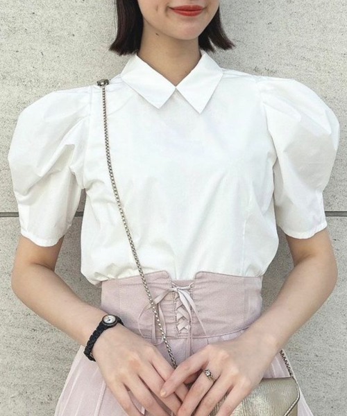 an another angelus（アンアナザーアンジェラス）の「タックボリューム袖衿付きシャツ/ananotherangelus（シャツ/ブラウス・レディース・オフホワイト/ミント・FREE）」の2枚目の写真