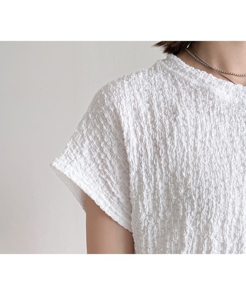 reca(レカ)の「カットシャーリングデザインフレンチスリーブTシャツ(Tシャツ/カットソー・レディース・ホワイト/グリーン/ラベンダー/ブラック・FREE)」の17枚目の写真