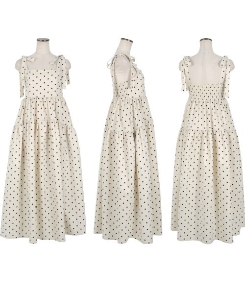 わかなさんコラボ ] ショルダーリボンキャミワンピース（ワンピース