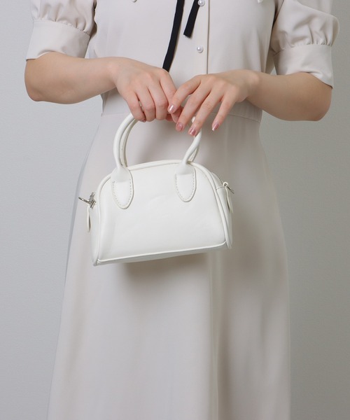 セール】レザー調 コンパクト ラウンド 2WAY ショルダーバッグ