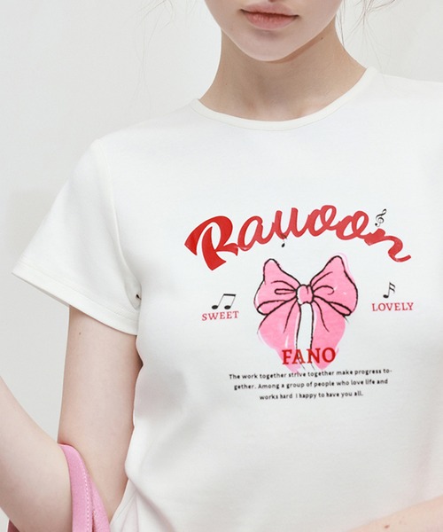 Fano Studios(ファノ ストゥディオズ)の「レタリング リボンプリントTシャツ FX24S121【Fano Studios】(Tシャツ/カットソー・レディース・ホワイト・S/M/L)」の7枚目の写真