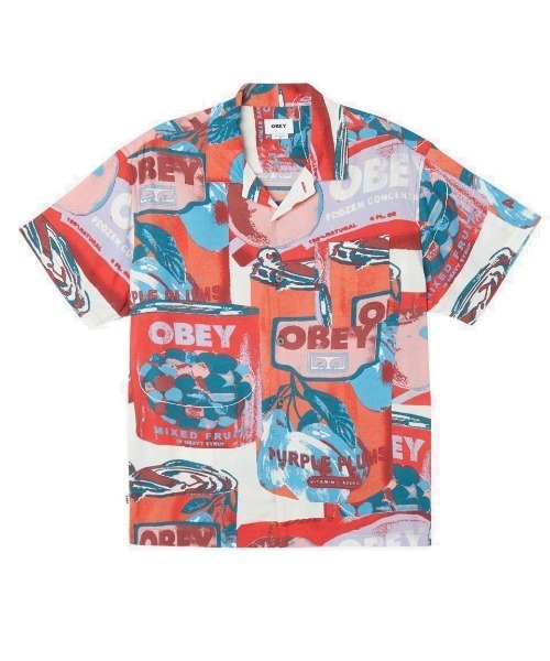 OBEY(オベイ)の「OBEY FRUIT CANS WOVEN(オベイ フルーツ カン ウーブン)(シャツ/ブラウス・メンズ・レッド系/ブルー系・MEDIUM/LARGE/X-LARGE)」の2枚目の写真