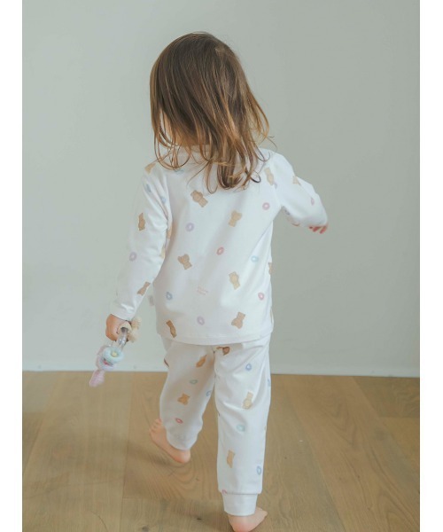 新品 ジェラートピケ くま パジャマ シリアル ベア ピンク gelato pique（ジェラートピケ）の「【BABY】シリアルベア柄ロン
