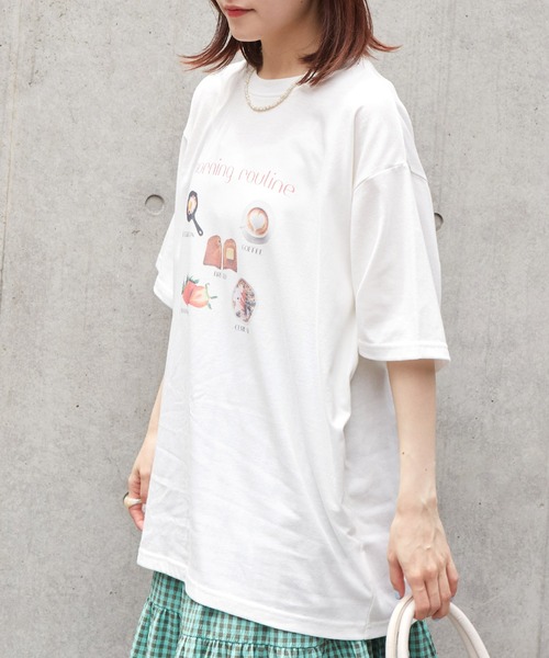 w closet（ダブルクローゼット）の「フードプリントTEE（Tシャツ/カットソー・レディース・オートミール/ピンク/オフホワイト・FREE）」の6枚目の写真