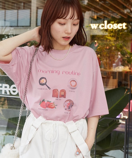 w closet（ダブルクローゼット）の「フードプリントTEE（Tシャツ/カットソー・レディース・オートミール/ピンク/オフホワイト・FREE）」の12枚目の写真