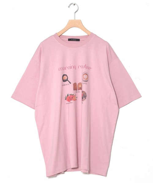 w closet（ダブルクローゼット）の「フードプリントTEE（Tシャツ/カットソー・レディース・オートミール/ピンク/オフホワイト・FREE）」の8枚目の写真