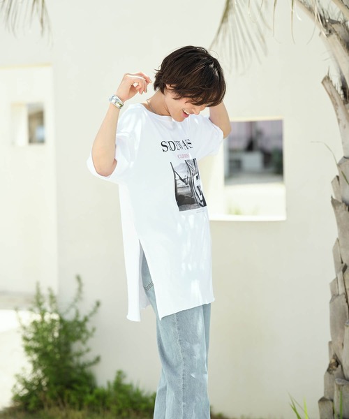Mia   （ミア）の「SIDEWAYSフォトロゴＴシャツ（Tシャツ/カットソー・レディース・チャコールグレー/オフホワイト・FREE）」の21枚目の写真