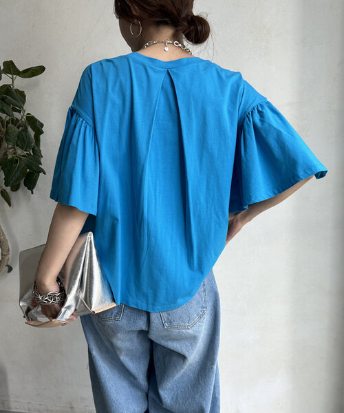 DouDou(ドゥドゥ)の「【WEB限定】ドロストデザイントップス(Tシャツ/カットソー・レディース・オフホワイト/ブルー/ブラック・FREE)」の16枚目の写真
