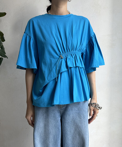 DouDou(ドゥドゥ)の「【WEB限定】ドロストデザイントップス(Tシャツ/カットソー・レディース・オフホワイト/ブルー/ブラック・FREE)」の15枚目の写真