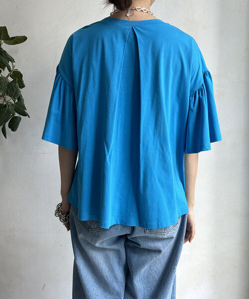 DouDou(ドゥドゥ)の「【WEB限定】ドロストデザイントップス(Tシャツ/カットソー・レディース・オフホワイト/ブルー/ブラック・FREE)」の13枚目の写真