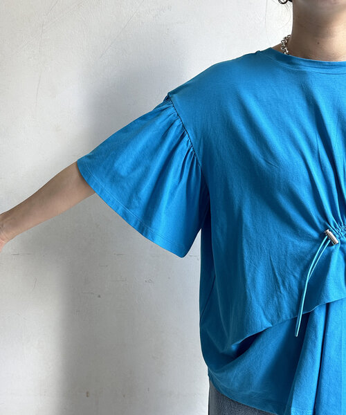 DouDou(ドゥドゥ)の「【WEB限定】ドロストデザイントップス(Tシャツ/カットソー・レディース・オフホワイト/ブルー/ブラック・FREE)」の10枚目の写真