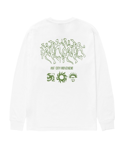 HUF(ハフ)の「MOVEMENT LS TEE / HUF ハフ Tシャツ 長袖 ロンT(Tシャツ/カットソー・メンズ・ホワイト/ブラック・XX-LARGE/X-LARGE/LARGE/MEDIUM/SMALL)」の3枚目の写真