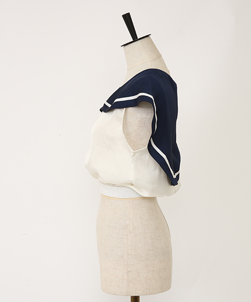 Fallin'（フォーリン）の「Sailor coller short tops（Tシャツ/カットソー・レディース・オフホワイト・FREE）」の3枚目の写真