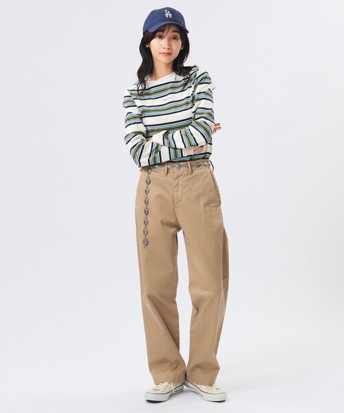 BEAMS BOY（ビームスボーイ）の「ボーイ エンブロイダリー ボーダー ロングスリーブ Tシャツ（Tシャツ/カットソー・レディース・クリーム/ホワイト系その他7/ネイビー・1/2）」の7枚目の写真