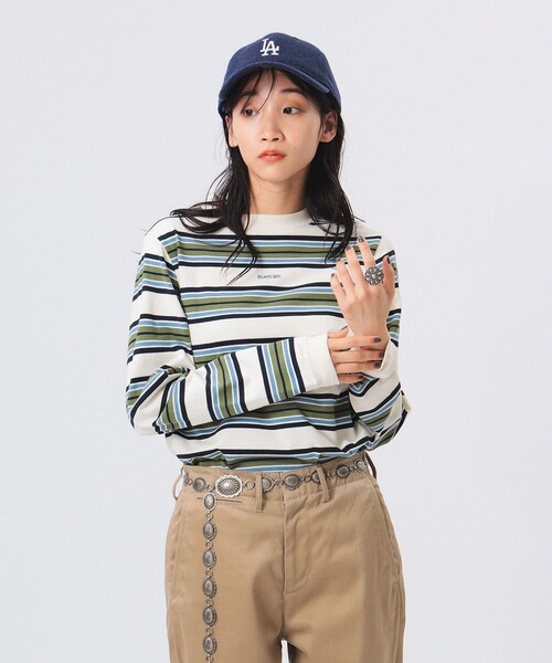 BEAMS BOY（ビームスボーイ）の「ボーイ エンブロイダリー ボーダー ロングスリーブ Tシャツ（Tシャツ/カットソー・レディース・クリーム/ホワイト系その他7/ネイビー・1/2）」の10枚目の写真