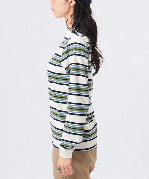 BEAMS BOY（ビームスボーイ）の「ボーイ エンブロイダリー ボーダー ロングスリーブ Tシャツ（Tシャツ/カットソー・レディース・クリーム/ホワイト系その他7/ネイビー・1/2）」の14枚目の写真