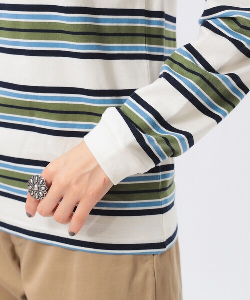 BEAMS BOY（ビームスボーイ）の「ボーイ エンブロイダリー ボーダー ロングスリーブ Tシャツ（Tシャツ/カットソー・レディース・クリーム/ホワイト系その他7/ネイビー・1/2）」の18枚目の写真