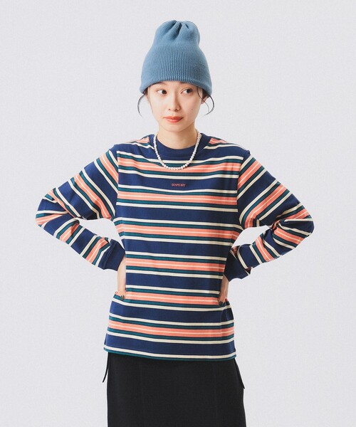 BEAMS BOY（ビームスボーイ）の「ボーイ エンブロイダリー ボーダー ロングスリーブ Tシャツ（Tシャツ/カットソー・レディース・クリーム/ホワイト系その他7/ネイビー・1/2）」の22枚目の写真