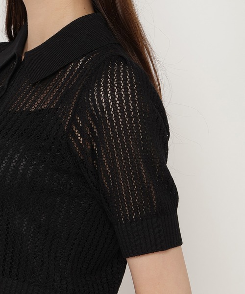 REDYAZEL（レディアゼル）の「シアークロップドポロニットトップス（ニット/セーター・レディース・ホワイト/ブラック/ピンク・FREE）」の14枚目の写真