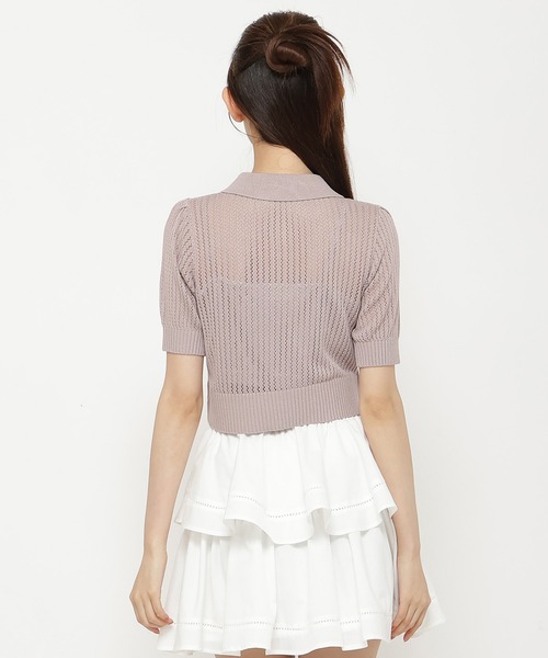 REDYAZEL（レディアゼル）の「シアークロップドポロニットトップス（ニット/セーター・レディース・ホワイト/ブラック/ピンク・FREE）」の17枚目の写真