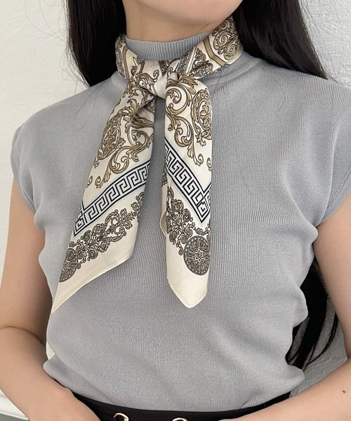 セール】70×70cmサイズ・ヴィンテージ風サテン生地スカーフ/100019