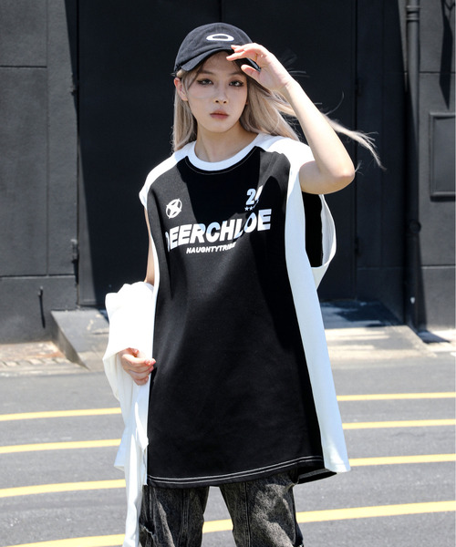 neos（ネオス）の「【neos】ルーズシルエット ロゴ プリント ゲーム シャツ ラグラン ノースリーブ タンクトップ（タンクトップ・メンズ・ホワイト/ブラック・MEDIUM/LARGE/X-LARGE）」の3枚目の写真