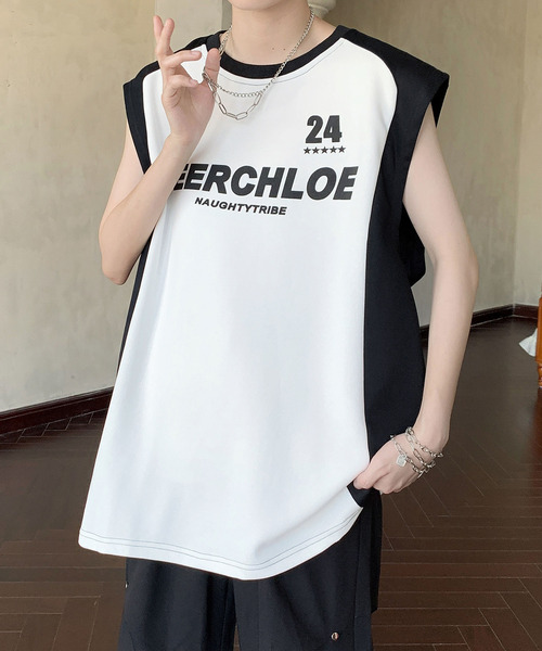 neos（ネオス）の「【neos】ルーズシルエット ロゴ プリント ゲーム シャツ ラグラン ノースリーブ タンクトップ（タンクトップ・メンズ・ホワイト/ブラック・MEDIUM/LARGE/X-LARGE）」の8枚目の写真